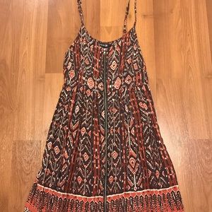 Brown Tribal Print Zip Dress